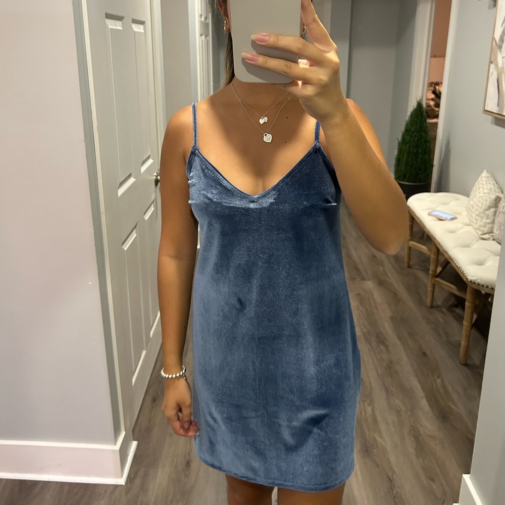 Hollister Blue Velvet Mini Dress XS